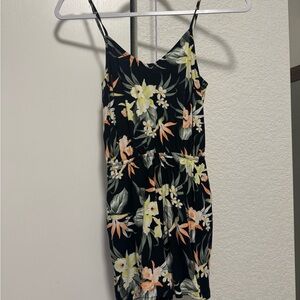 Divided Black Floral Mini Dress